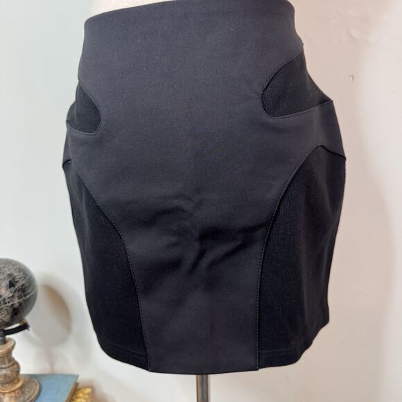 NWT Dion Lee Black Contour Stitch Mini Skirt Knit Mixed Media Size US 6 Goth - Picture 3 of 11